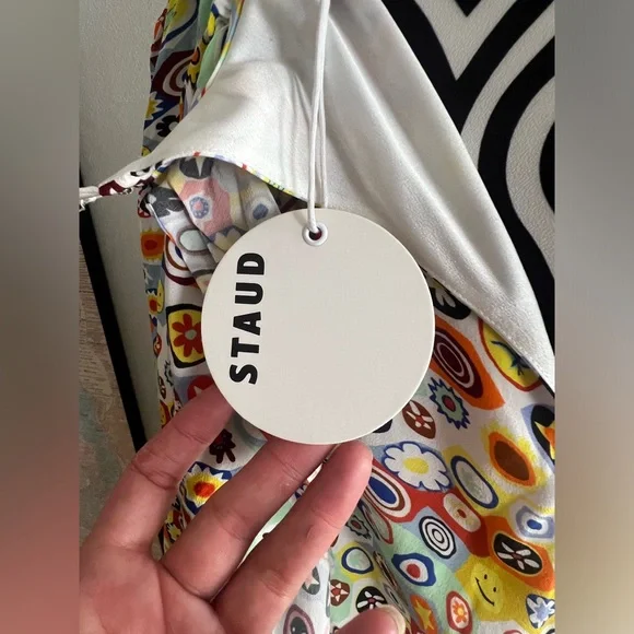 NWT STAUD Caya Tiered Flowy Retro Millefiori Multi Print Maxi Dress - Picture 4 of 16